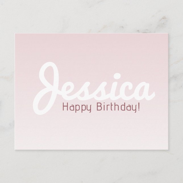 Happy Birthday, Customisable Name | Rose Ombre Postcard (Front)