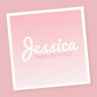 Happy Birthday, Customisable Name | Rose Pink Napkin