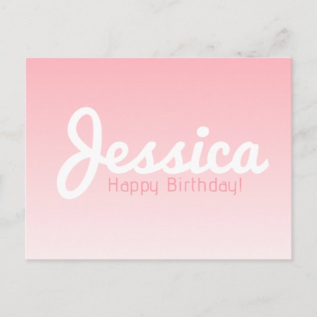 Happy Birthday, Customisable Name | Rose Pink Postcard (Front)
