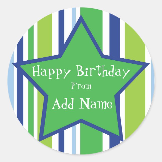 Happy Birthday Customisable Star Sticker (Front)