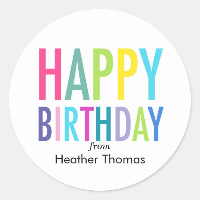 Happy Birthday Customisable Stickers for Gifts (Front)