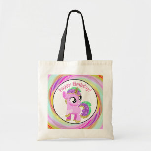 Happy Birthday customisable unicorn gift tote bag