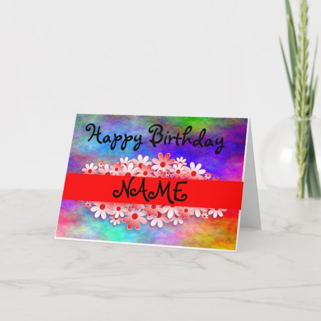 Happy Birthday Customise Name Card (Front)