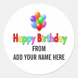 Happy Birthday Customizable Stickers for Gifts