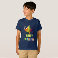 Happy birthday, cute and colourful cartoon fish