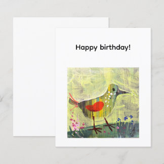 Happy birthday , cute bird, contemporary art