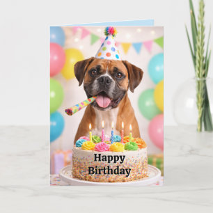 Happy Birthday Cute Boxer Dog Birthday Card