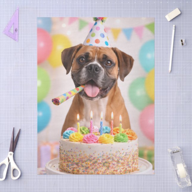 Happy Birthday Cute Boxer Dog  Tissue Paper (Craft)