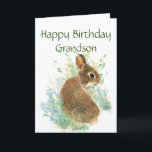 Happy Birthday Cute Bunny Special Grandson  Holiday Card<br><div class="desc">Cute Watercolor Rabbit for Birthday  Greetings for your grandson</div>