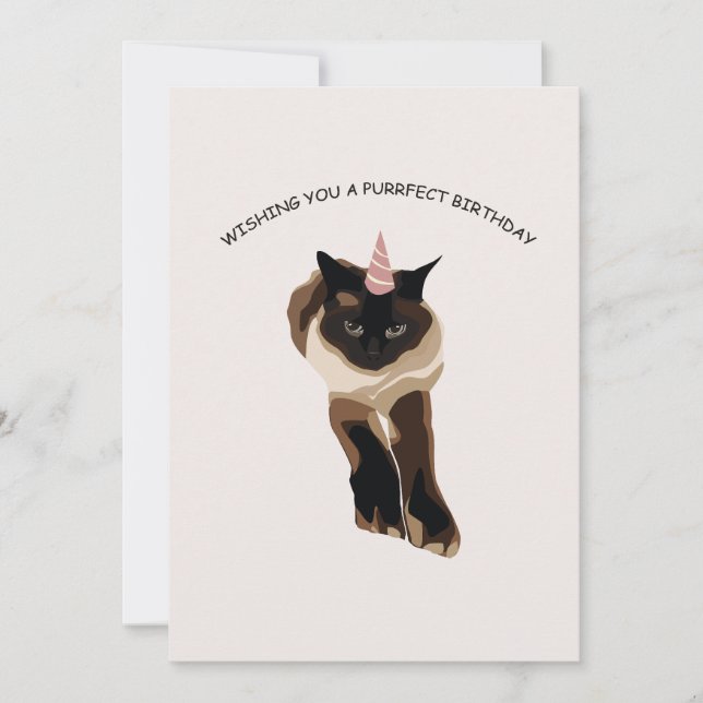 Happy Birthday Cute Cat Thank You Card (Front)