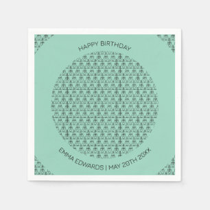 Happy Birthday Cute Coconut Trees silhouette Napkin