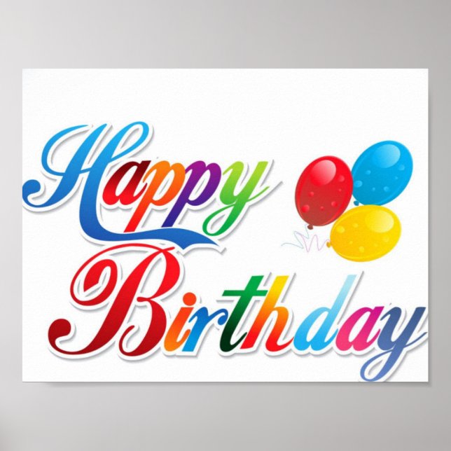 Happy birthday cute coloured letters poster (Front)