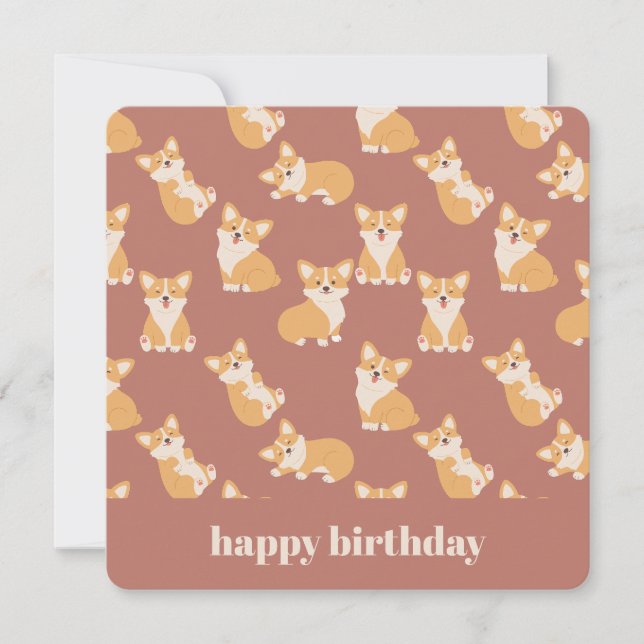 Happy Birthday Cute Corgi Pattern for Dog Lover Invitation (Front)