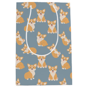 Happy Birthday Cute Corgi Pattern for Dog Lover Medium Gift Bag