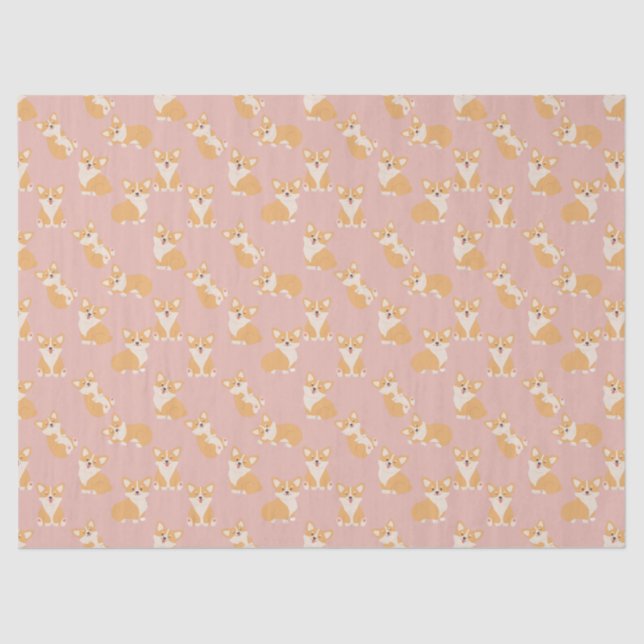 Happy Birthday Cute Corgi Pattern for Dog Lover Tissue Paper (Front)