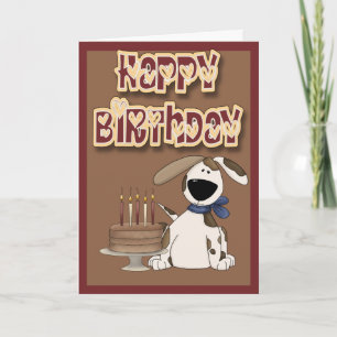Happy Birthday Cute Dog and Cake Card
