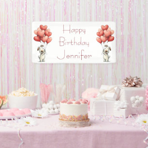 Happy Birthday Cute Dog Balloons Banner