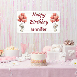 Happy Birthday Cute Dog Balloons Banner