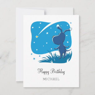 Happy Birthday Cute Dog Puppy Shooting Star Card
