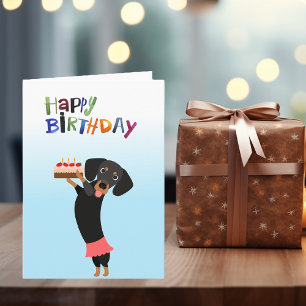 Happy Birthday Cute Dog with Cake Card