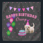 Happy Birthday  cute dog  with cake polka dots  Bandana<br><div class="desc">This design has an adorable puppy with a birthday cake. This design is a great gift for a dog's birthday celebration.</div>