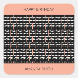Happy Birthday, Cute Ethnic African Pattern Square Sticker