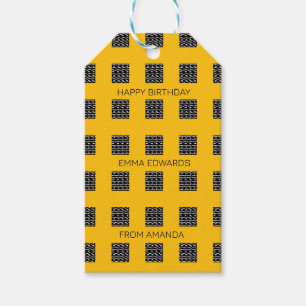 Happy Birthday, Cute Ethnic Pattern Gift Tags