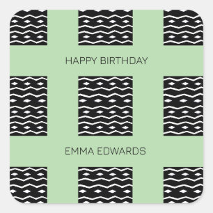 Happy Birthday, Cute Ethnic Pattern Square Sticker