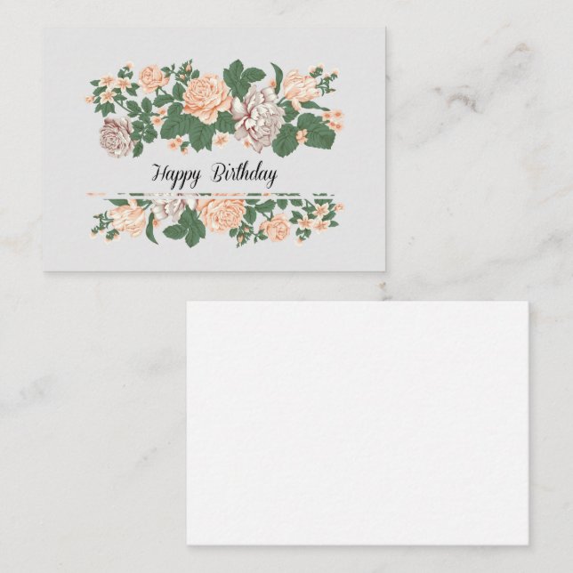 Happy Birthday - Cute Floral Birthday Note Card (Front/Back)