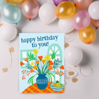 HAPPY BIRTHDAY Cute Floral Bouquet Custom Colourfu