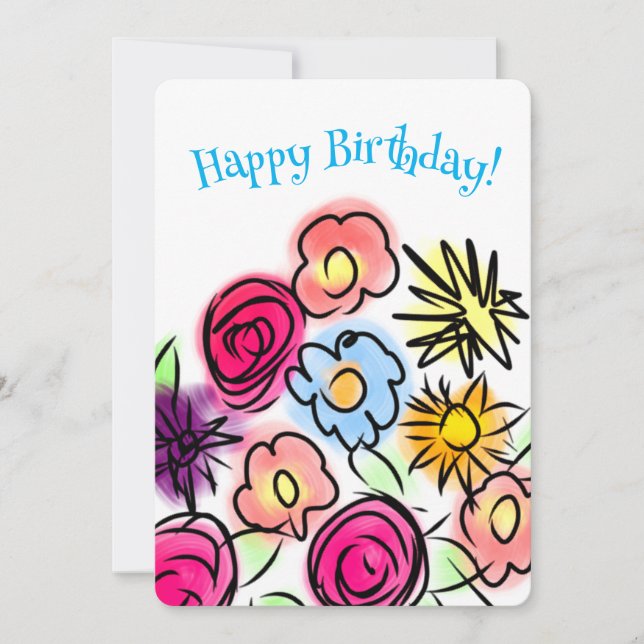 Happy Birthday Cute Flowers Birthday Card (Front)