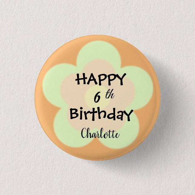 Happy Birthday Cute green boho flower petal  3 Cm Round Badge (Front)