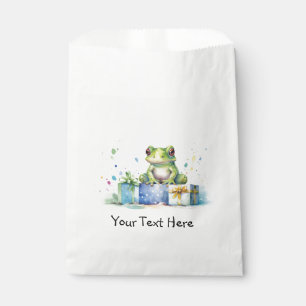Happy Birthday Cute Green frog with wrapped gifts Favour Bag