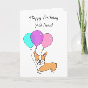 Happy Birthday Cute Hand Drawn Corgi Card