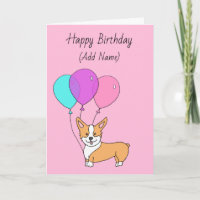 Happy Birthday Cute Hand Drawn Corgi