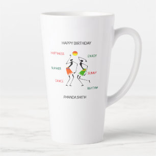 Happy Birthday Cute Happiness Dance Latte Mug