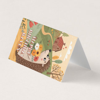Happy birthday cute hedgehog foldet card
