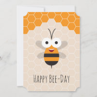 Happy Birthday Cute Honey Bee Honeycomb Card