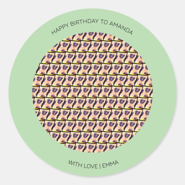 Happy Birthday, Cute Kenyan Leopard Pattern Classic Round Sticker (Front)