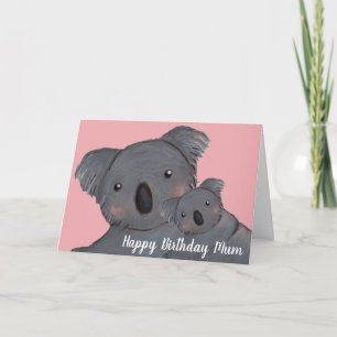 Happy Birthday cute koala mother & baby Card