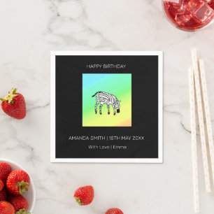 Happy Birthday, Cute Little Kenyan Zebra Napkin