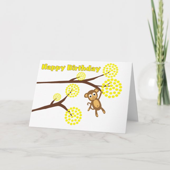 Happy Birthday Cute Monkey Card (Front)