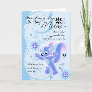 Happy Birthday Cute Mum Card blue flowers cute