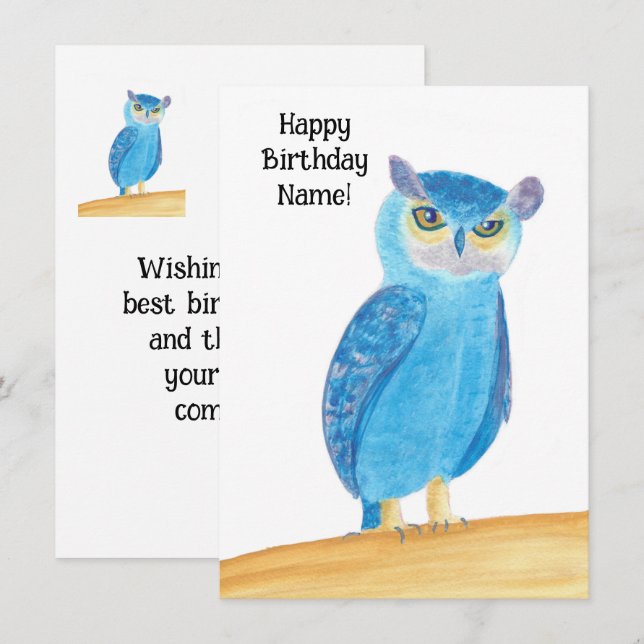 Happy Birthday Cute Owl Greeting Cards (Front/Back)