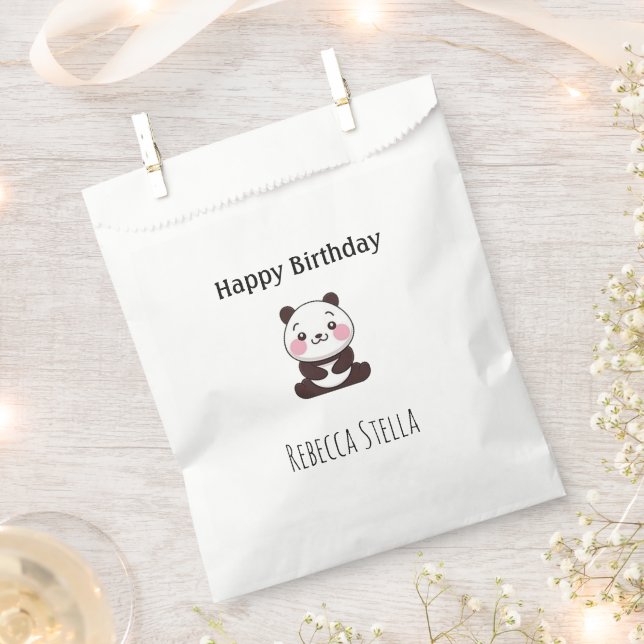 Happy birthday cute panda bear white favour bag (Clipped)
