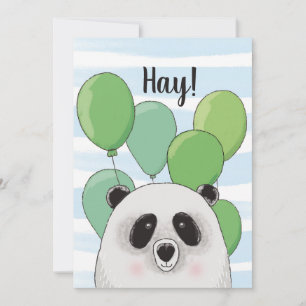 Happy birthday. Cute panda. Blue green animal