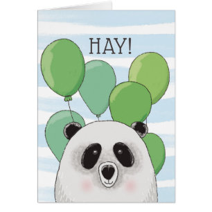 Happy birthday. Cute panda. Blue green animal card