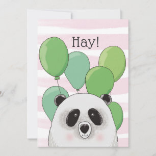 Happy birthday. Cute panda. Pink green animal card