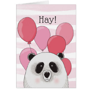 Happy birthday. Cute panda. Pink kids animal card