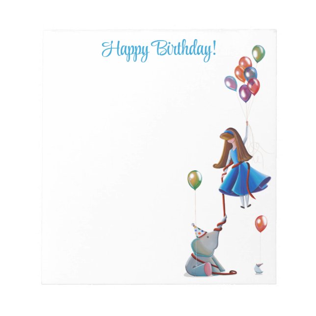 Happy Birthday Cute Party Balloons Notepad (Front)